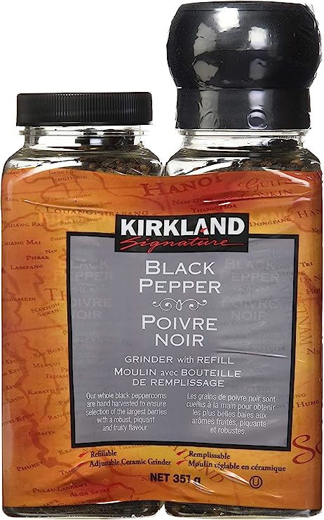 Kirkland Signature Black Pepper Adjustable Grinder with Refill 357 g