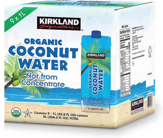 Kirkland Signature Organic Coconut Water Pack of 9 x 1L