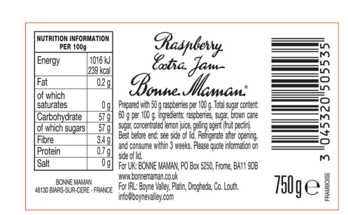 Bonne Maman Raspberry Conserve - 750g