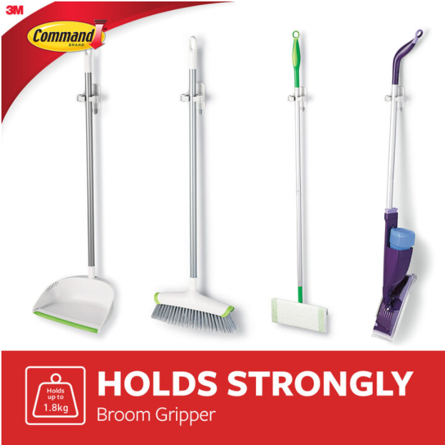 Command Broom & Mop Grippers, Pack of 4